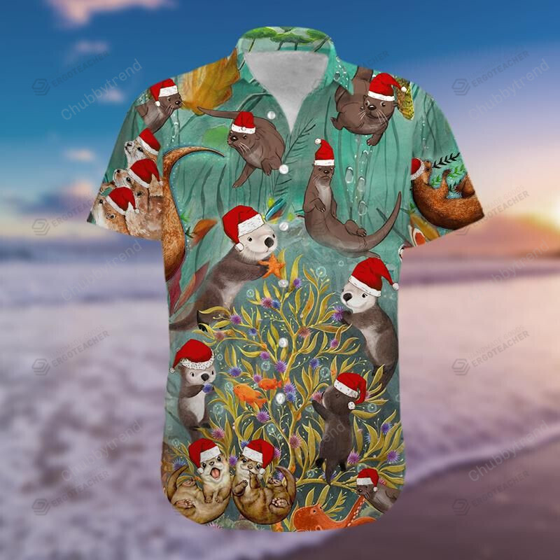 Happy Santa Otter Christmas Hawaii Shirts Ha3896