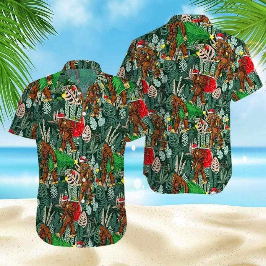 Big Foot Christmas Hawaii Aloha Shirts Ha77058