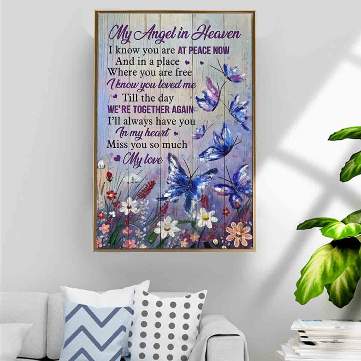 Violet Butterflies Poster – My Angel In Heaven Canvas Home Decoration Birthday Gifts For Men Women