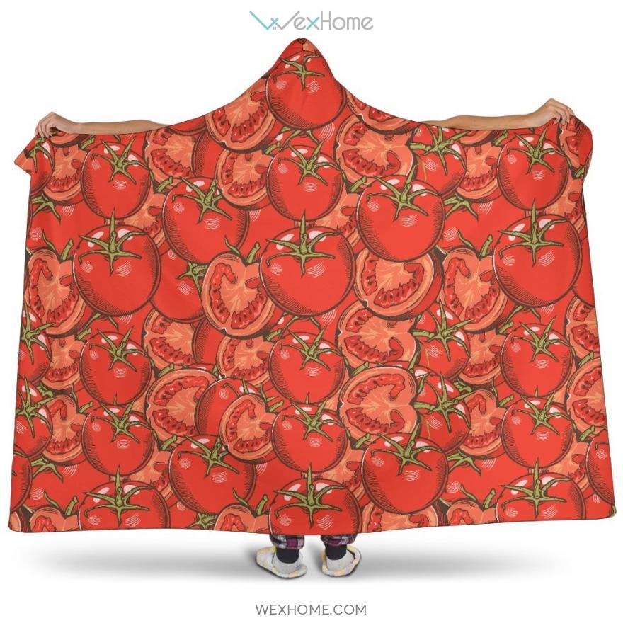 Red Tomato Pattern Hooded Blanket