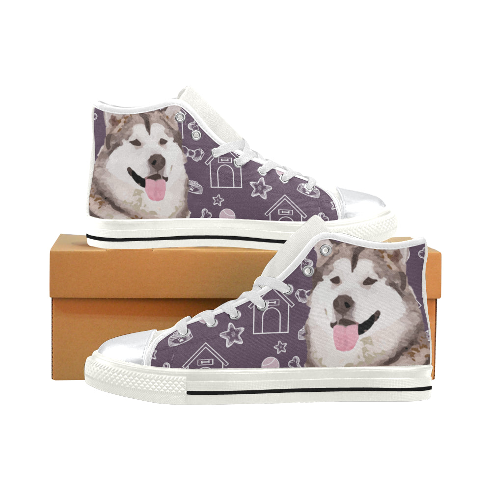 Alaskan Malamute White High Top Canvas Women’s Shoes/Large Size