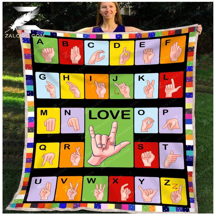 Zalooo – Fleece Blanket – Sign Language – Love