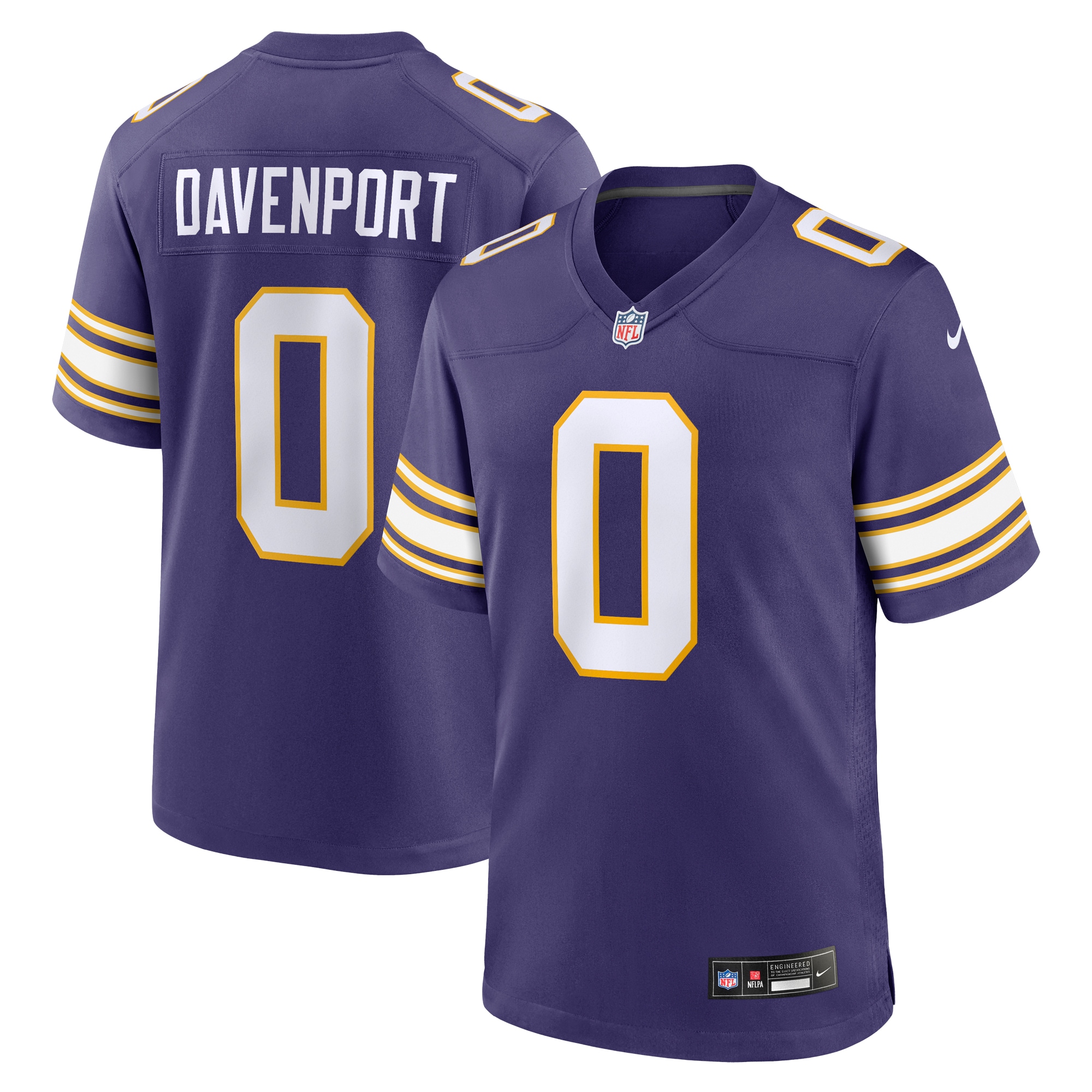 Men’s Minnesota Vikings Marcus Davenport Purple Classic Player Game Jersey