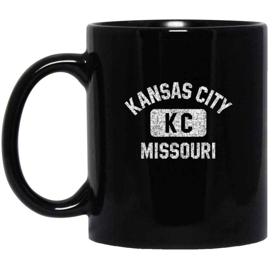 Kansas City KC Gym Style Distressed White Print Mug