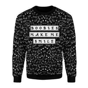 Boobies Make Me Smile Ugly Christmas Sweater | Unisex | Full Size | Adult | Colorful | US3551