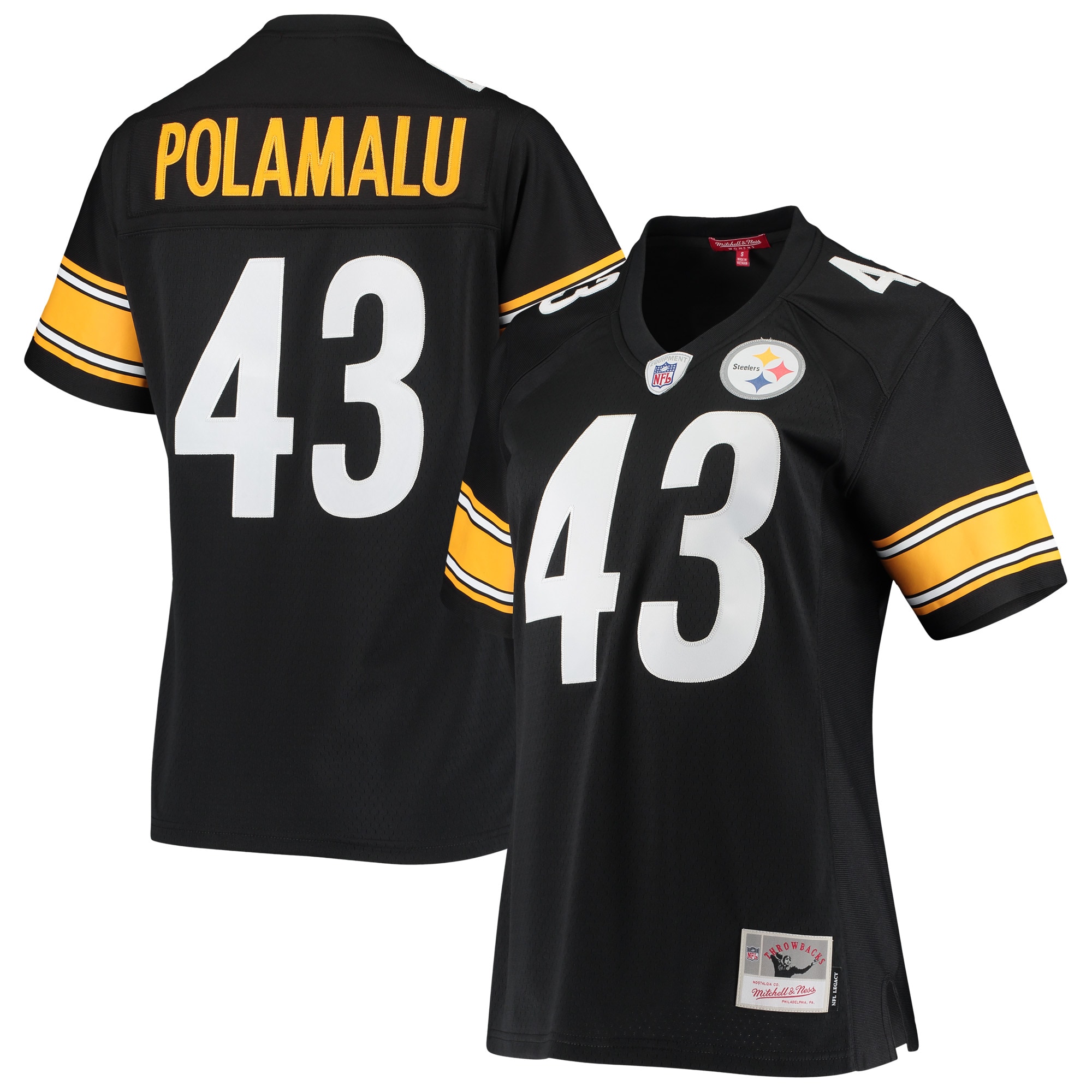 Women’s Pittsburgh Steelers Troy Polamalu Mitchell & Ness Black Legacy Team Jersey