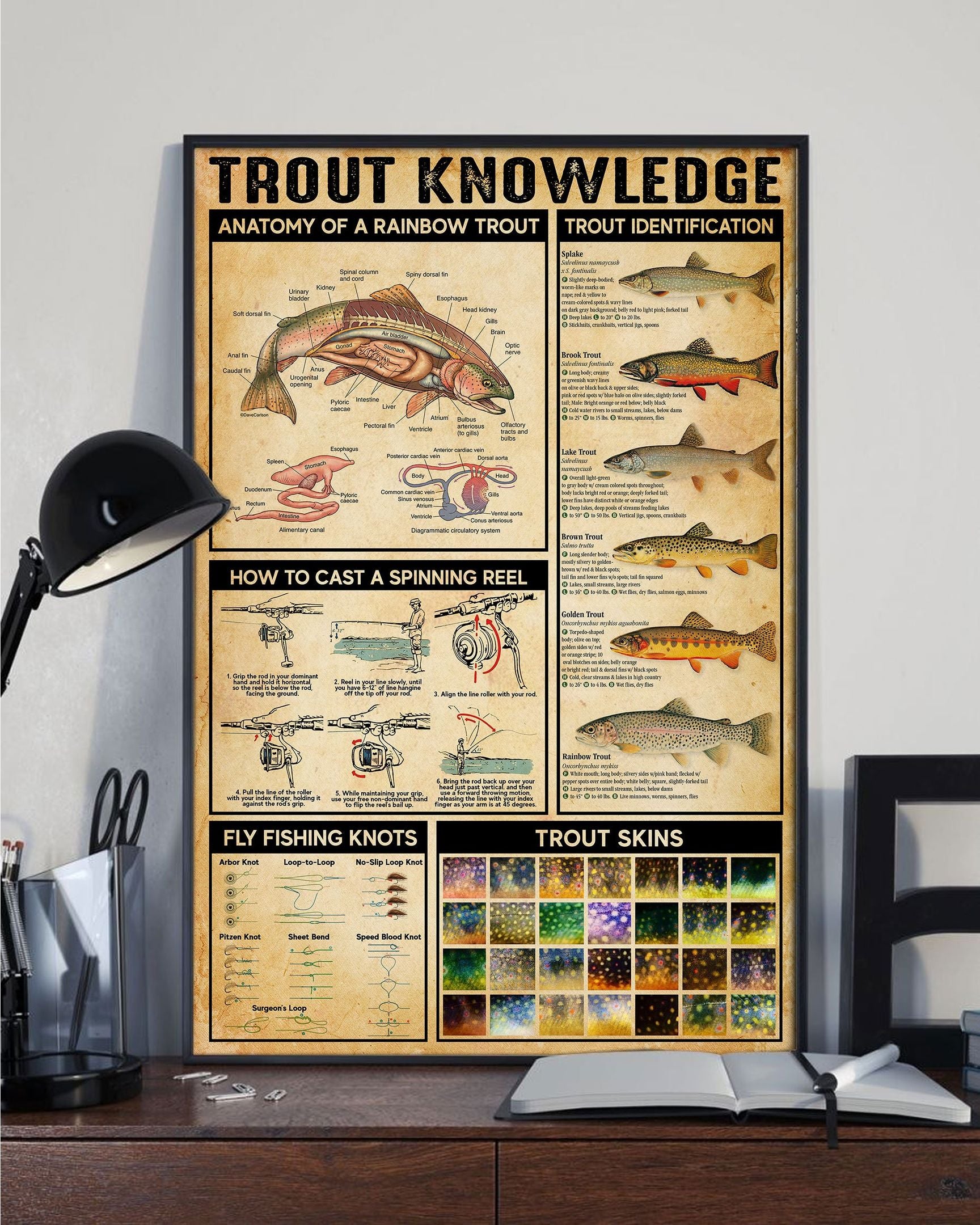 Trout Knowledge Vertical Paper Canvas Prints Poster Wall Art Decor