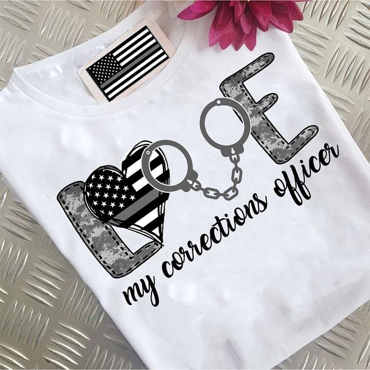 Us Flag Police Love My Corrections Officer Independence Day Standard Men T-shirt