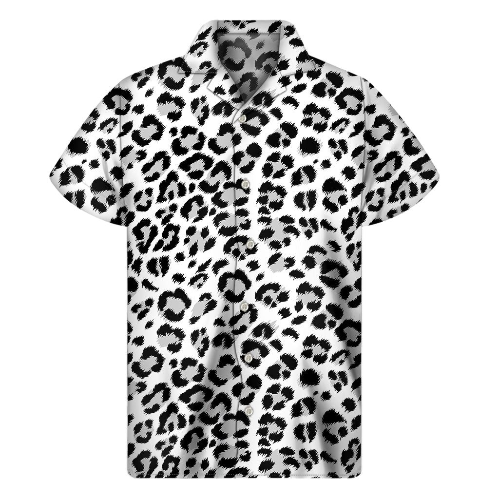 White Leopard Print Men’S Short Sleeve Shirt