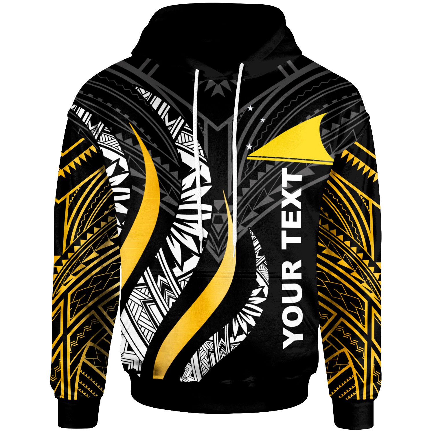 Tokelau Custom Personalised Hoodie – Tokelau Strong Fire Pattern Gold – BN20