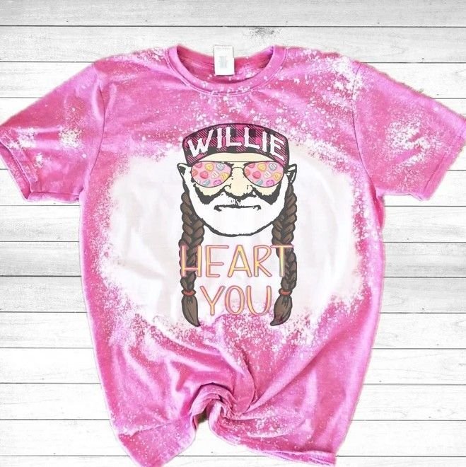 Willie Nelson Shirt Valentines Day Willie Love You Tie Dye Bleached T-Shirt