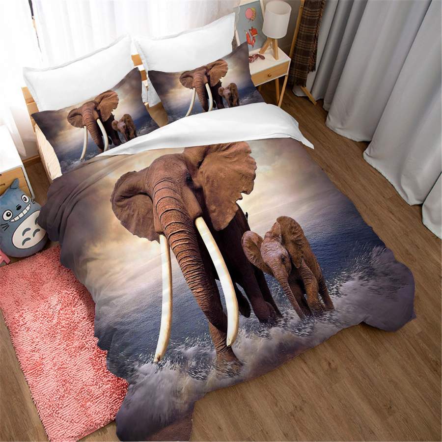 3D Elephant Quilt Cover Set Bedding Set Duvet Cover Pillowcases SF206