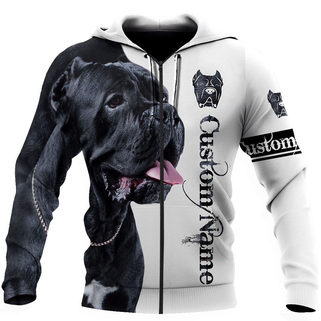 Cane Corso Custom Black And White All Over Print 3D Zip Hoodie Shirt For Men And Women