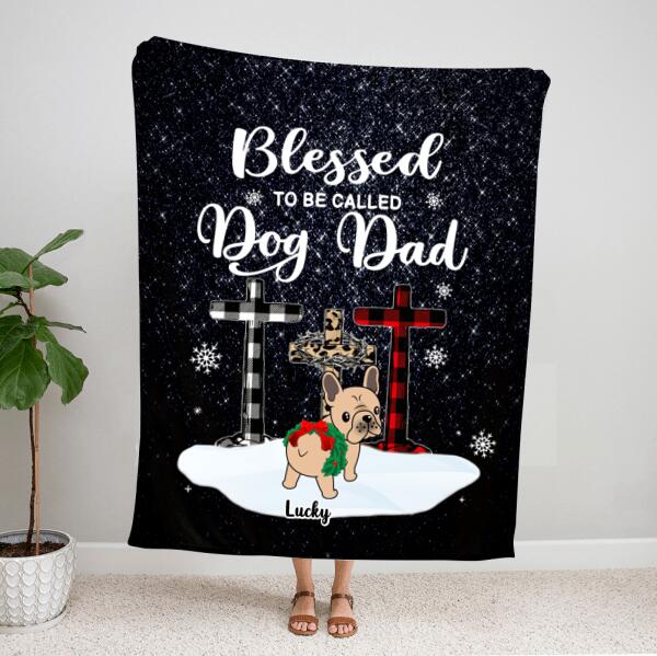 Personalized Dog Dad Blanket – Christmas Gift Ideas For Him – Memorial Gifts For Loss Of Dog – Up To 3 Dogs