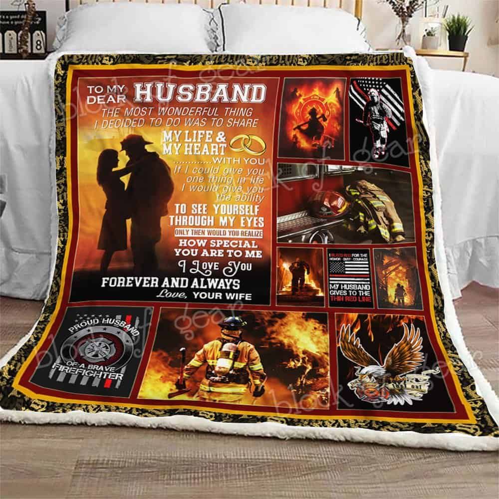 To My Husband – Firefighter Sofa Throw Blanket