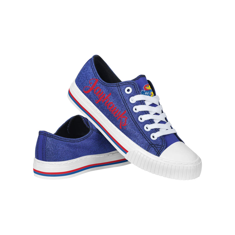 Kansas Jayhawks NCAA Womens Color Glitter Low Top Canvas Shoes