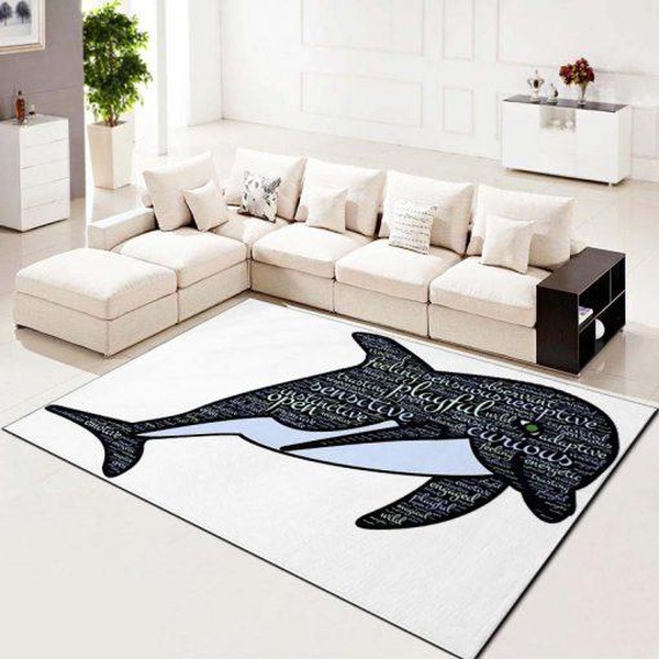 Dolphin Playful Wise Fun Anti-Skid Plush Velour Area Rug | Ar1856