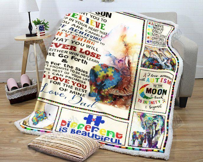 To My Son Autism Awareness Elephant Gs-Nt1302Tt Fleece Blanket