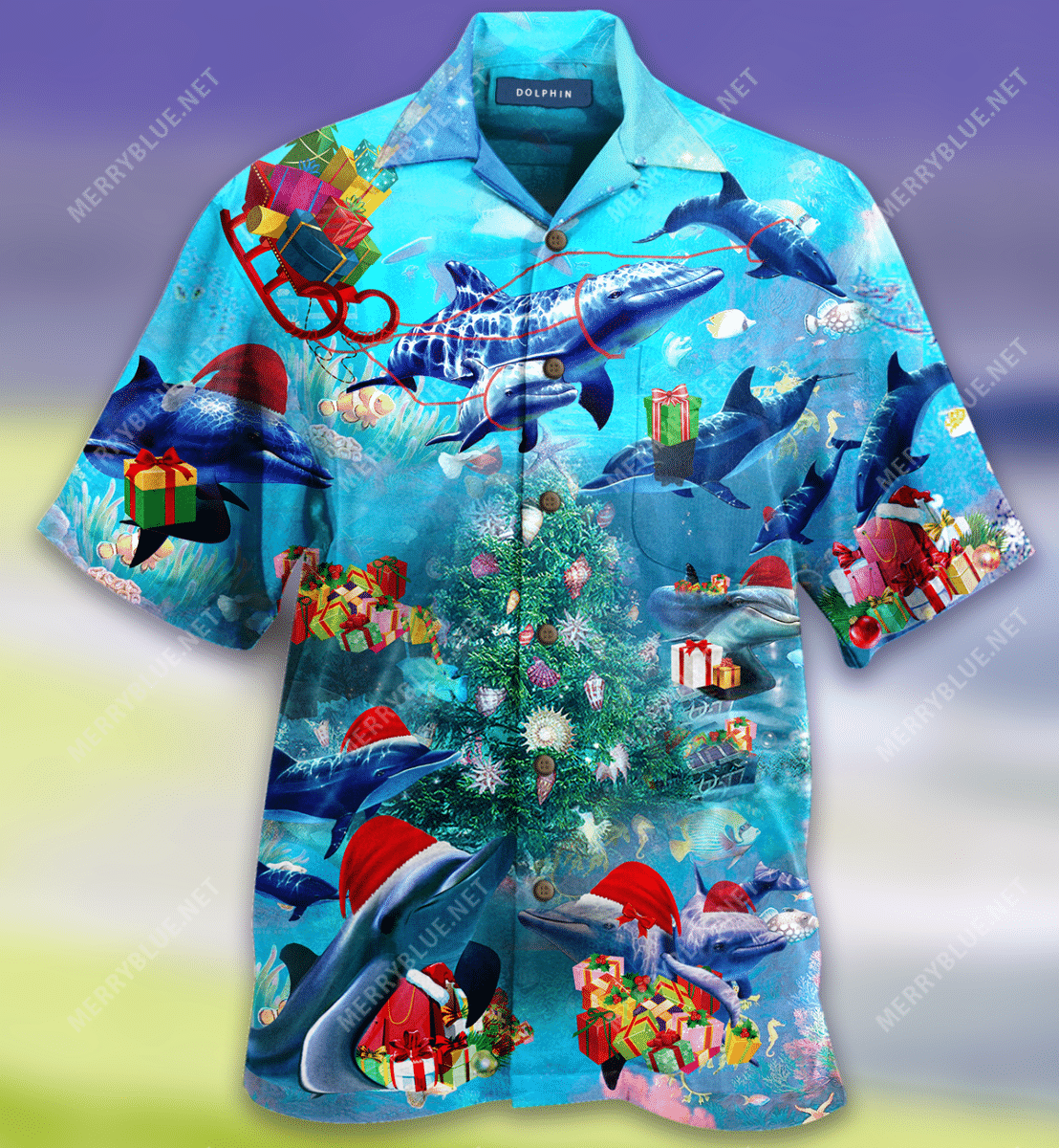 Christmas Dolphin Family Reunion Unisex Hawaiian Aloha Shirts Aloha Shirts