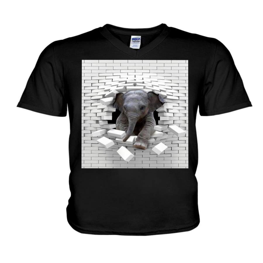 Elephants Break The Brick Wall For Elephant Lovers Guys V-Neck