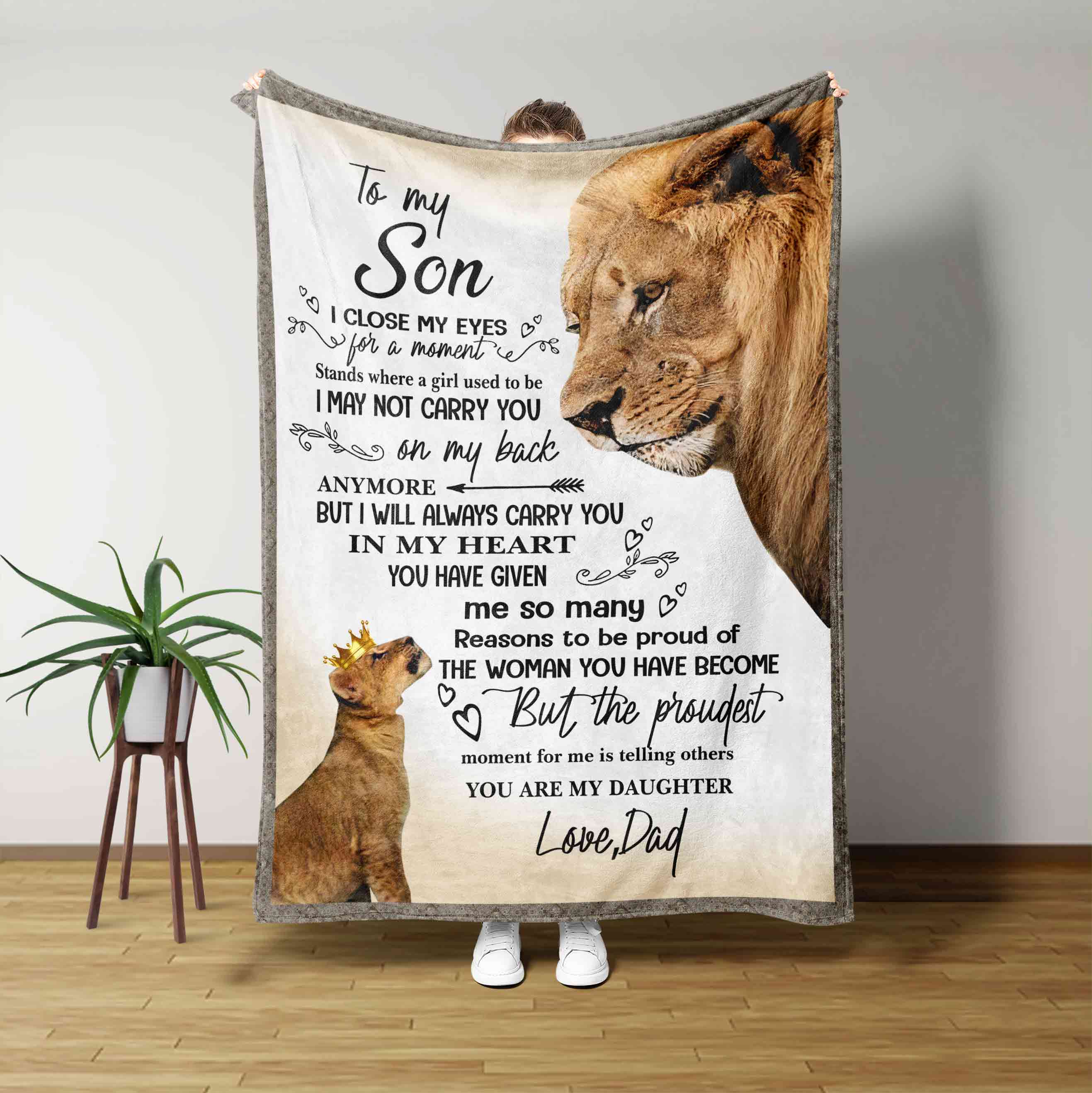 To My Daughter Blanket, Lion Blanket, Custom Name Blanket, Family Blanket