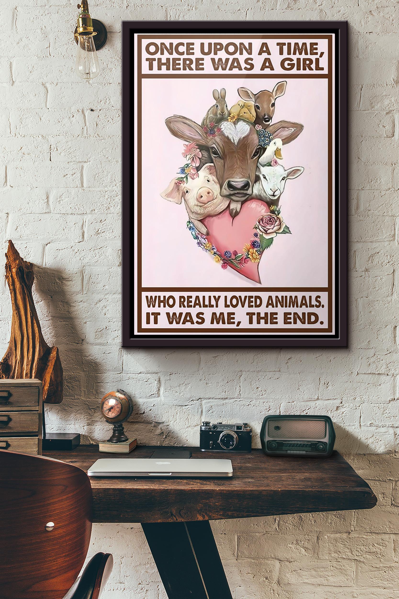 A Girl Who Really Love Animal Poster Framed Matte Canvas