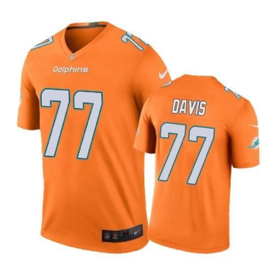 Miami Dolphins 77 Jesse Davis Color Rush Orange 3D Jersey