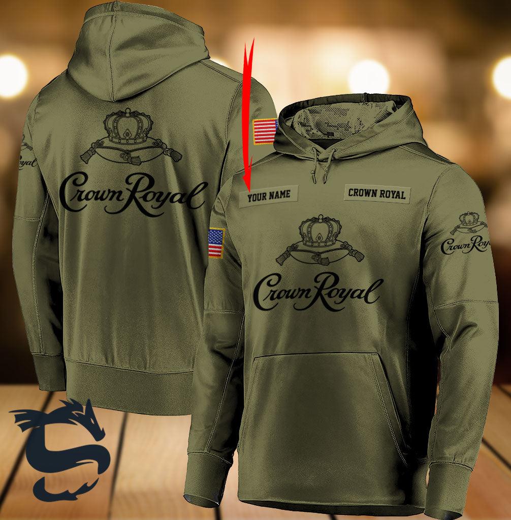 Personalized Military Green Crown Royal Hoodie & Zip Hoodie