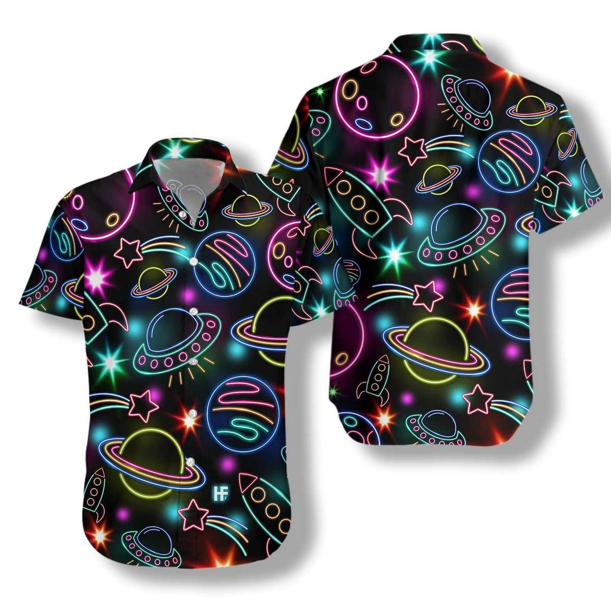 Glowing Space With Rainbow Star Hawaii Shirt Unisex Adult Ha103852