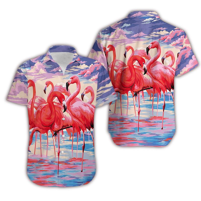 Flamingo Colorful Clouds Unisex Hawaii Shirt Full Size Adult Ha28218