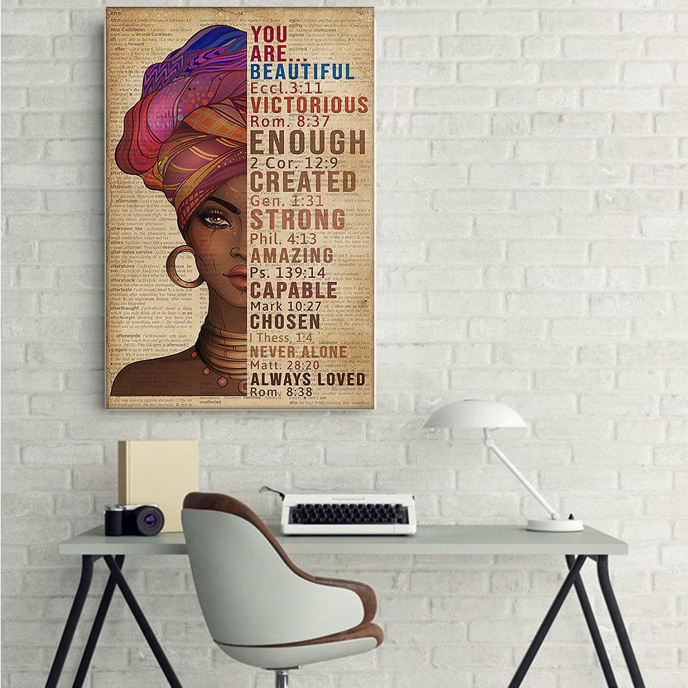 Afrocentric Custom Canvas Prints Vintage Afro Art Print Poster Art Print Black Woman Black Men Beautiful Bedroom Wall Decor