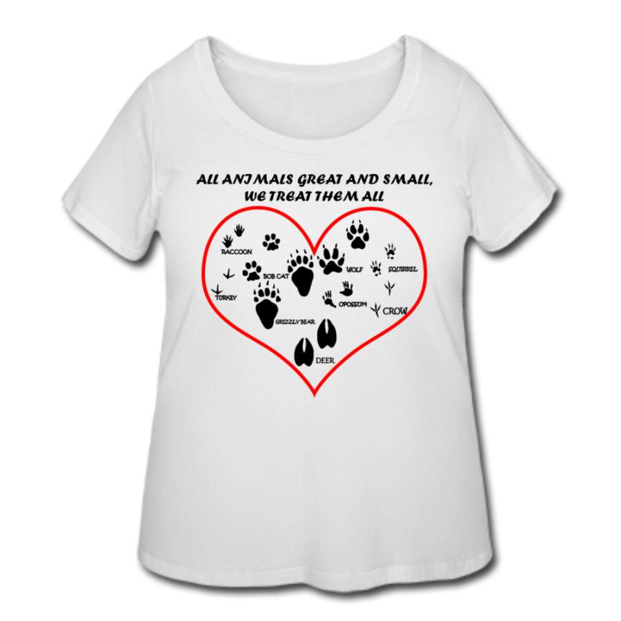 All animals great and small, we treat them all  Women’s Curvy T-shirt