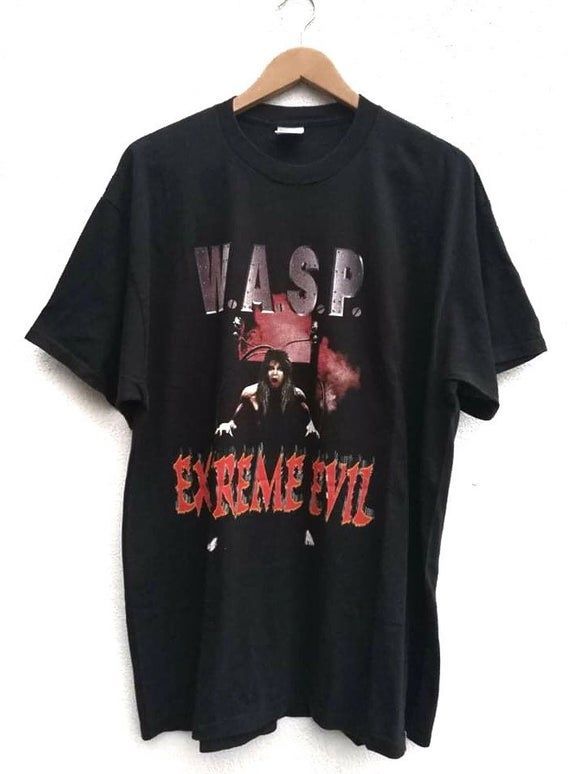 Vintage 90 S Wasp Extreme Evil Official Us Merchandise Blackie Lowless Heavy Metal Shirt Delta Size Shirt