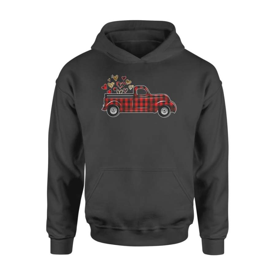 Valentine’s Day Truck Red Plaid And Leopard Pattern – Standard Hoodie