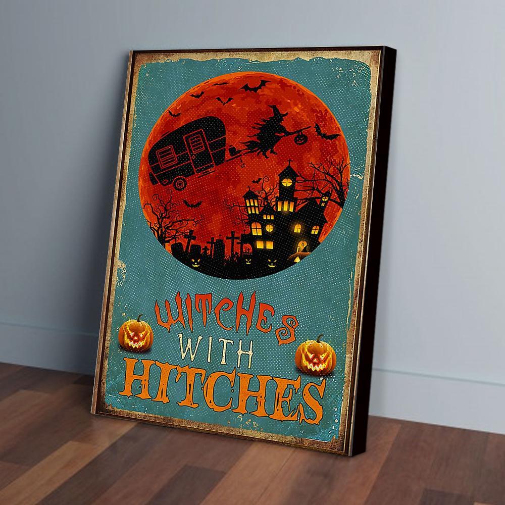 Witches With Hitches Camping Halloween Vintage Canvas And Poster, Canvas Prints, My Poster Wall, Canvas Wall Art, Wall Decor Visual Art, Halloween Gift, Happy Halloween