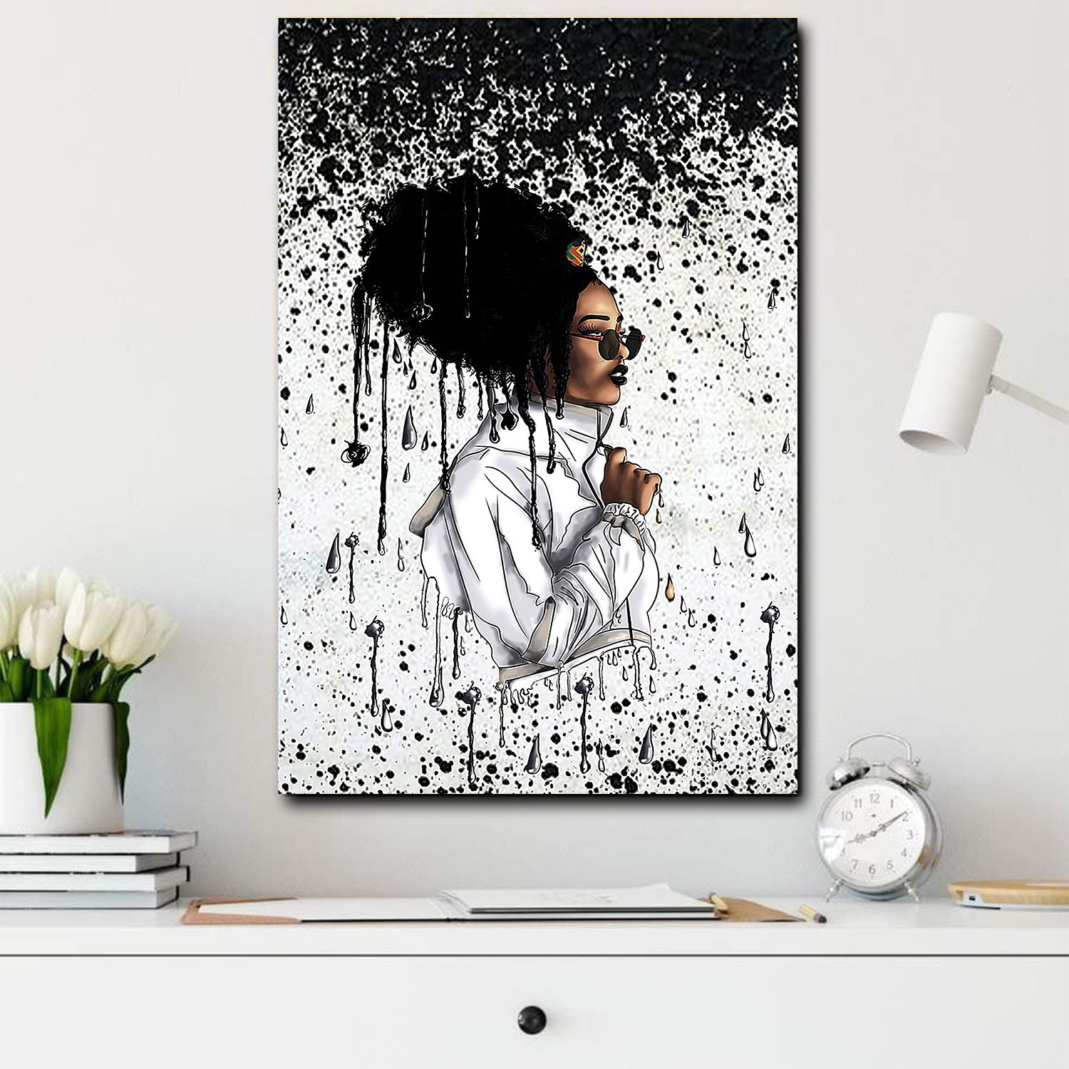 African American Canvas Fashion Print Black Illustration Girl Art African Home Decor