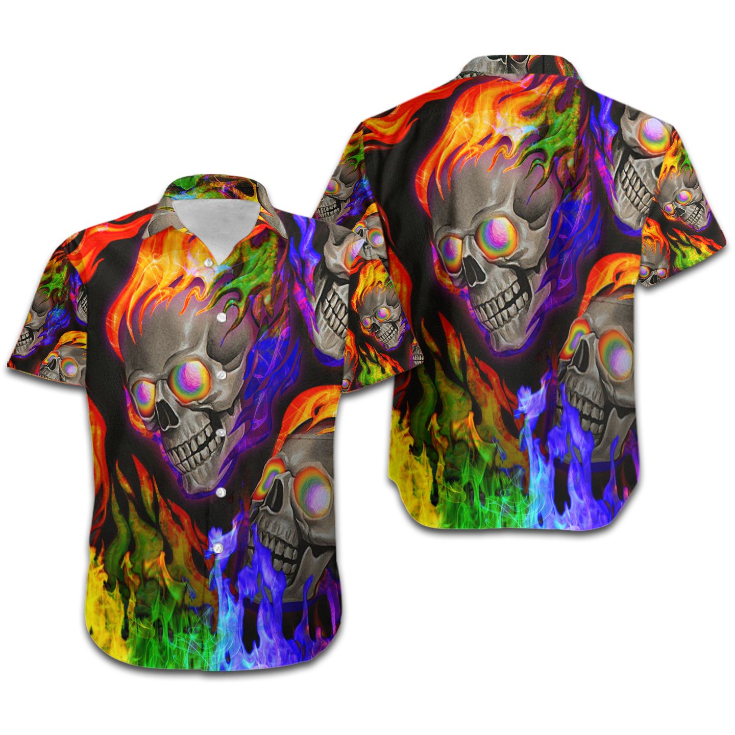 Lgbt Rainbow Flame Skulls Women Hawaii Shirt For Community In Pride Month Ha12684