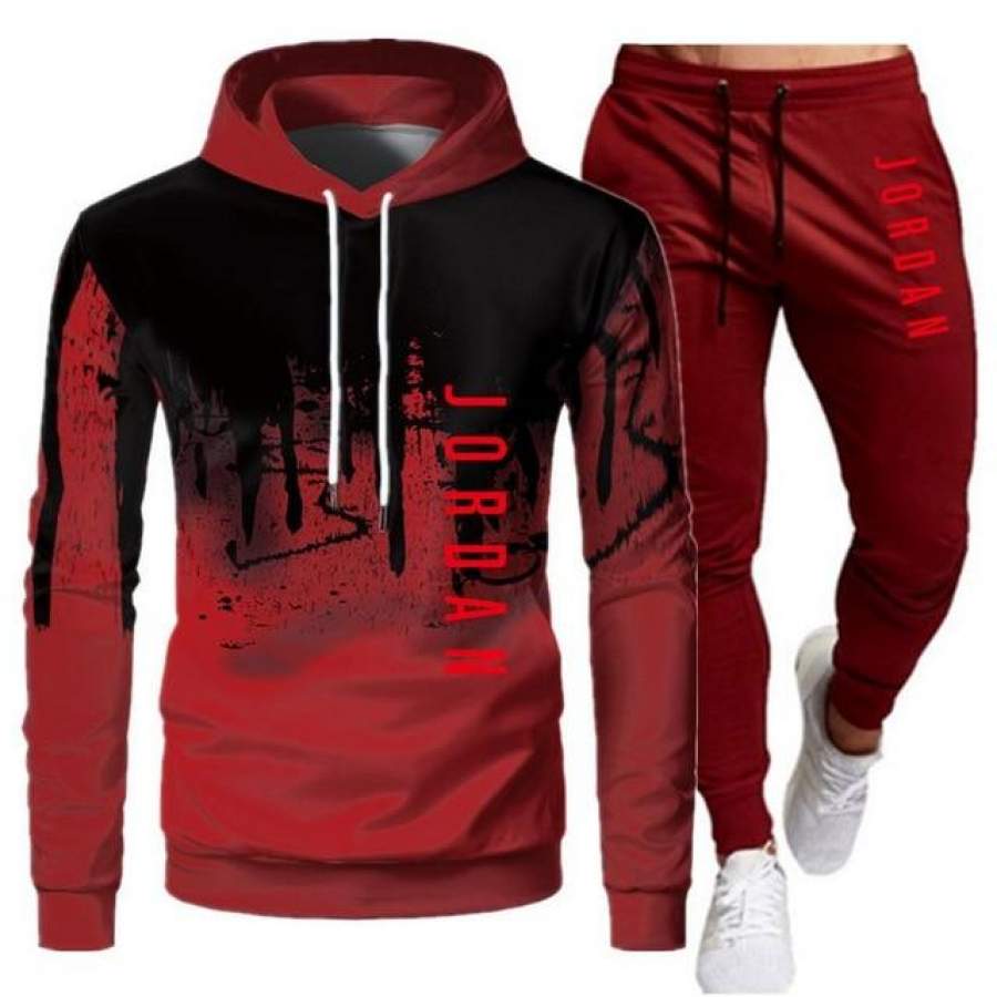 White Black Men Hoodies Set Fashion Tracksuit Sports – Fitjiva Art Store