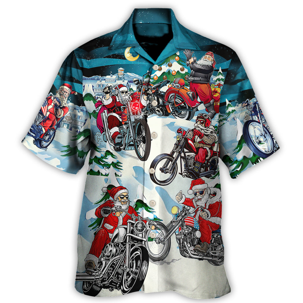 Christmas Santa Claus Driving Motorcycle Hawaii Shirt Ha58443