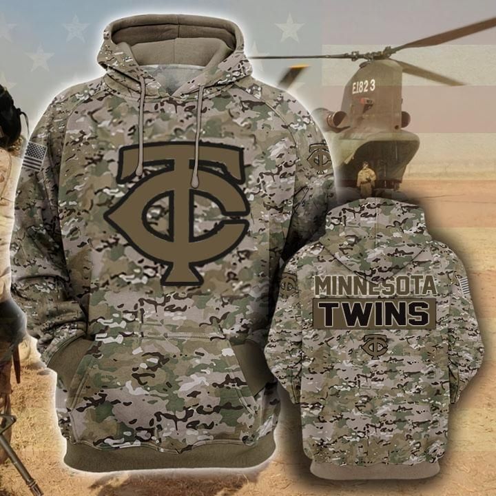 Minnesota Twins Camouflage Veteran 3D Cotton T-Shirt Hoodie