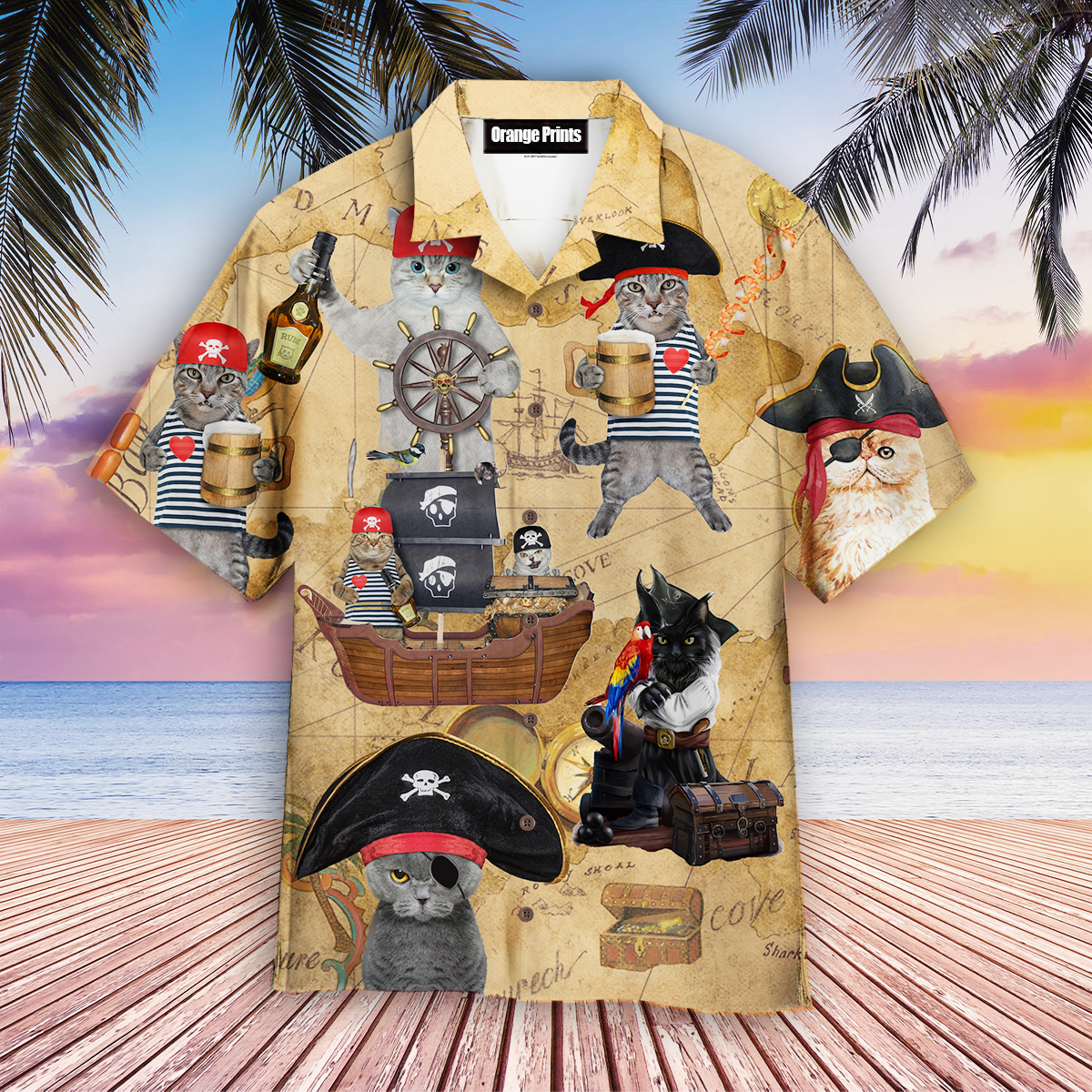 Pirate Cat Style Aloha Hawaii Shirts For Men Women Ha102465