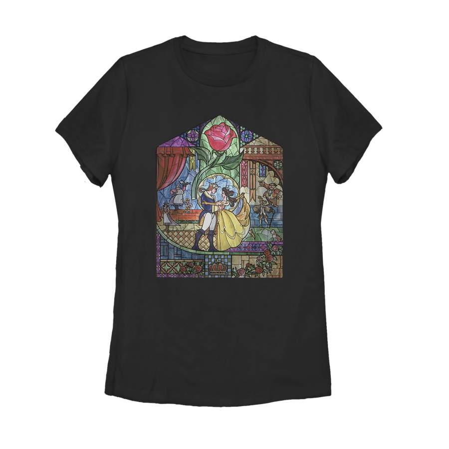 Beauty and the Beast Women’s Stained Glass  T Shirt