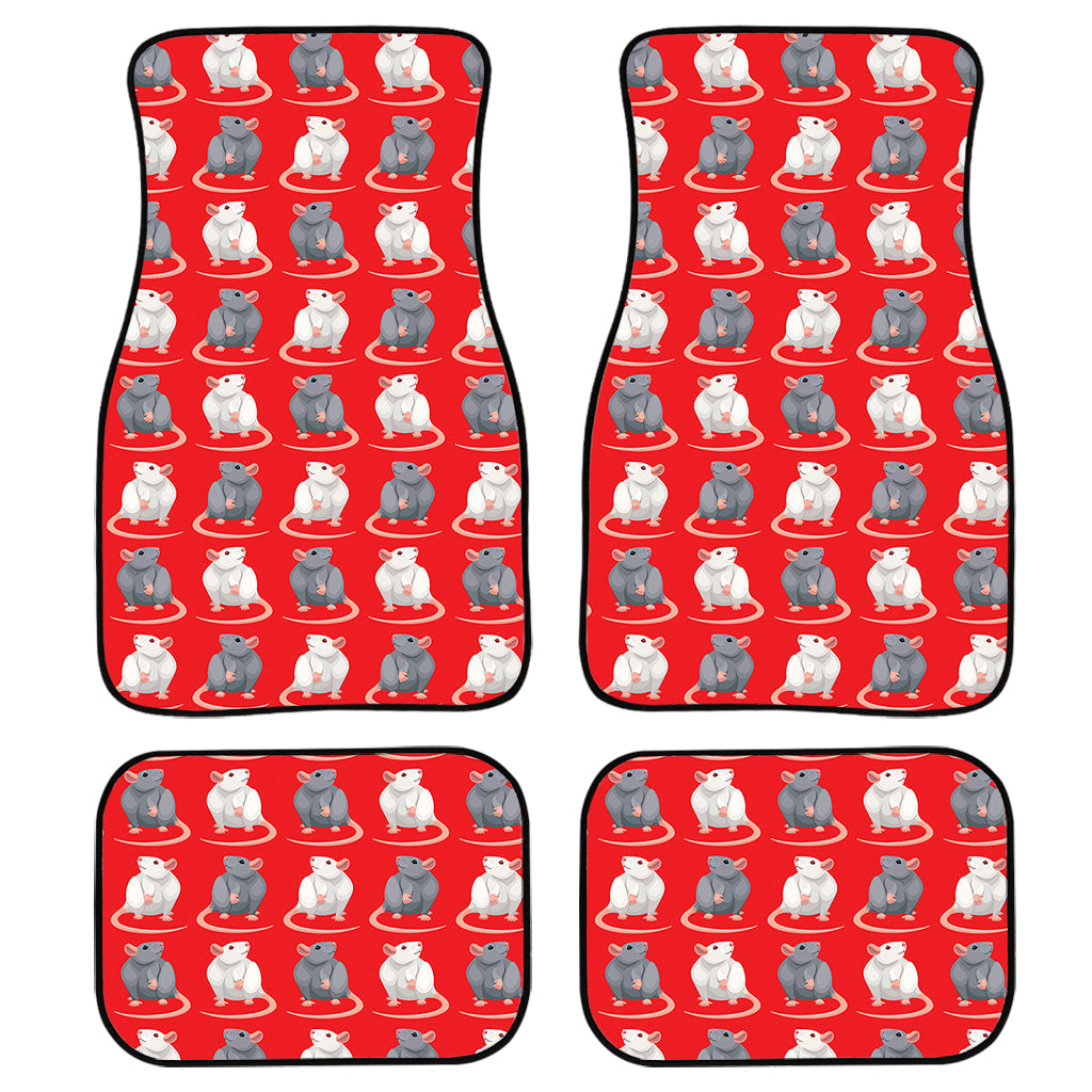 Chinese Rat Zodiac Pattern Print Front And Back Car Floor Mats, Front Car Mat