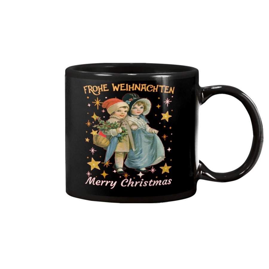 Frohe Weihnachten German Vintage Christmas Gift White Mug