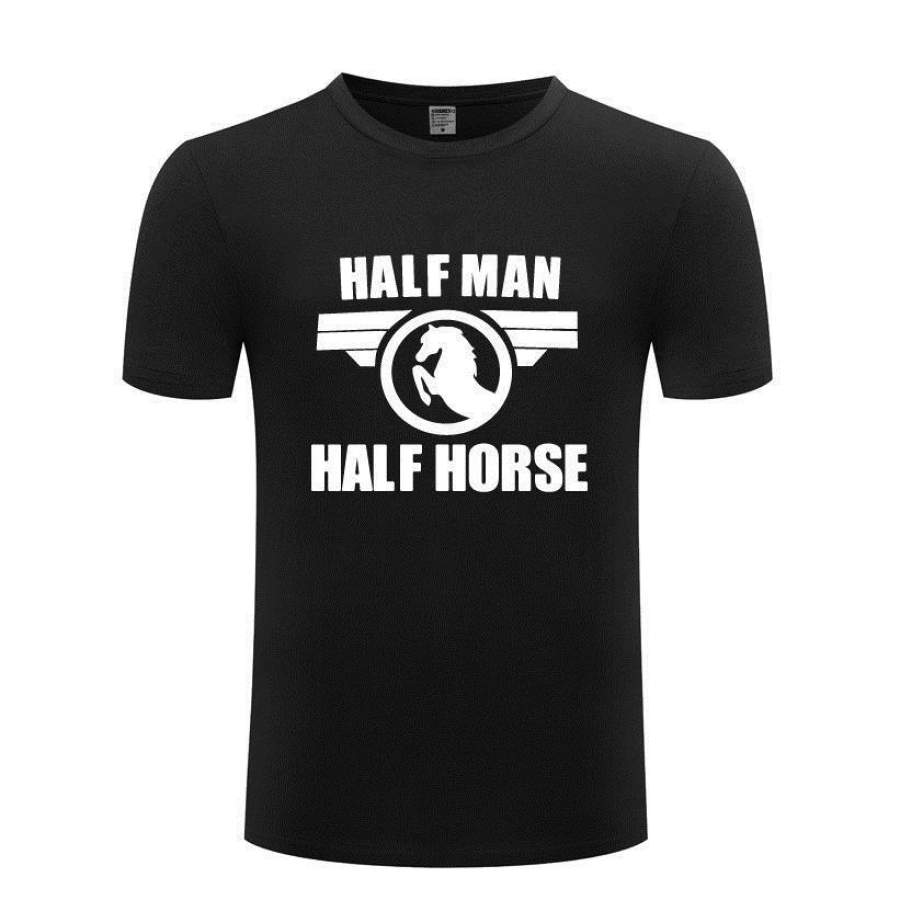 Summer Fashion Men’s Short Sleeve T-Shirt Half Man Half Horse Slogan Funny Novelty