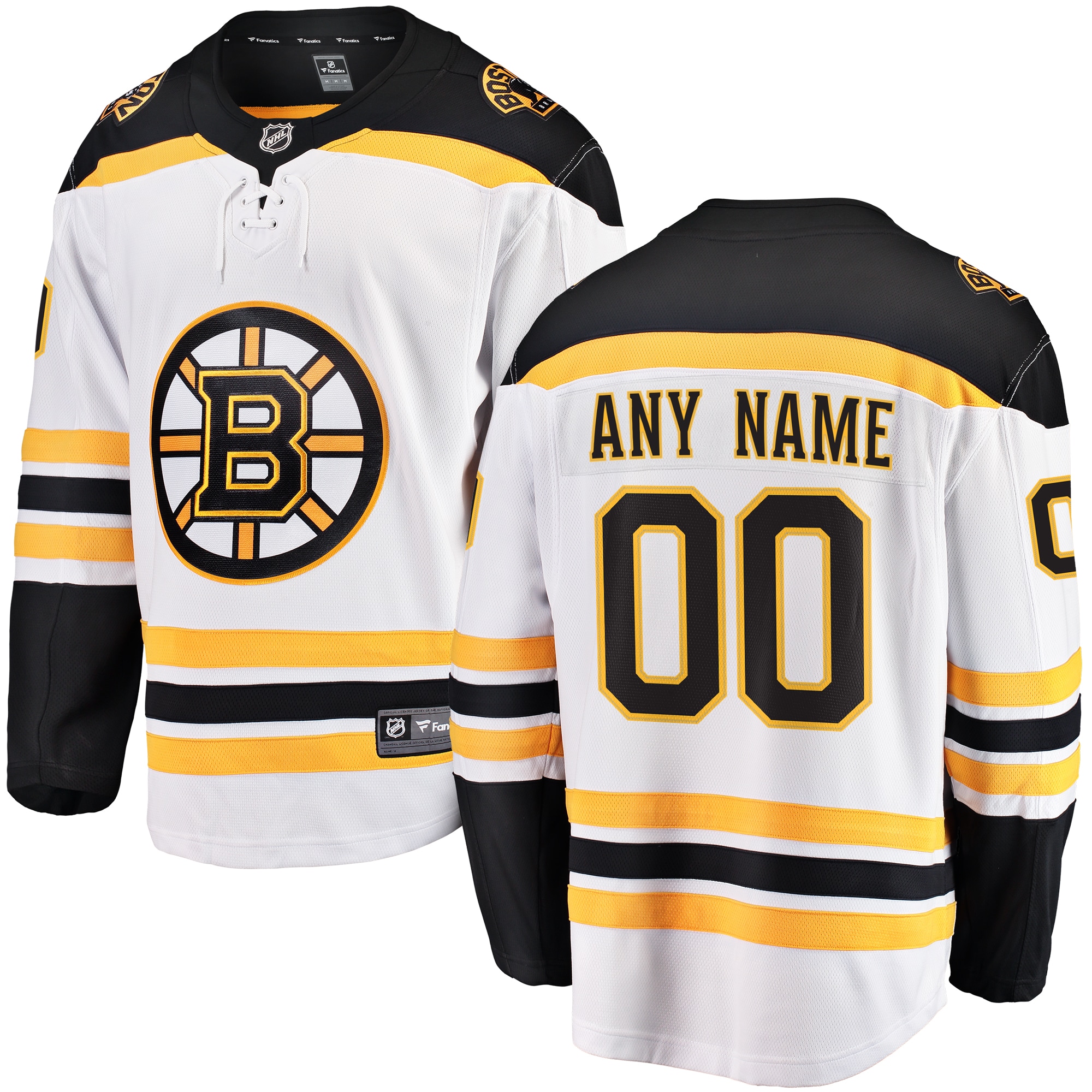 Men's Boston Bruins White Away Breakaway Custom Jersey