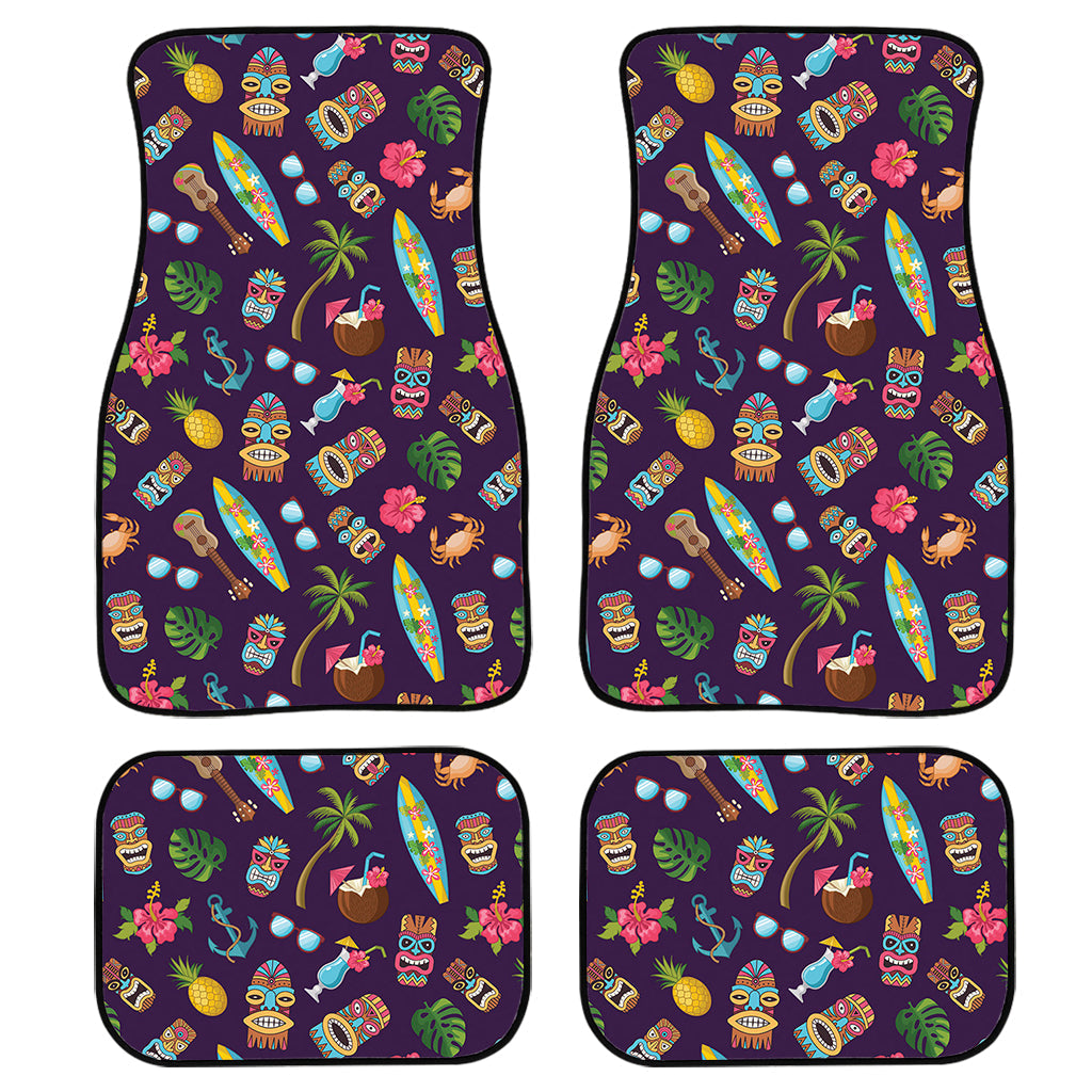 Summer Totem Pattern Print Front And Back Car Floor Mats, Front Car Mat