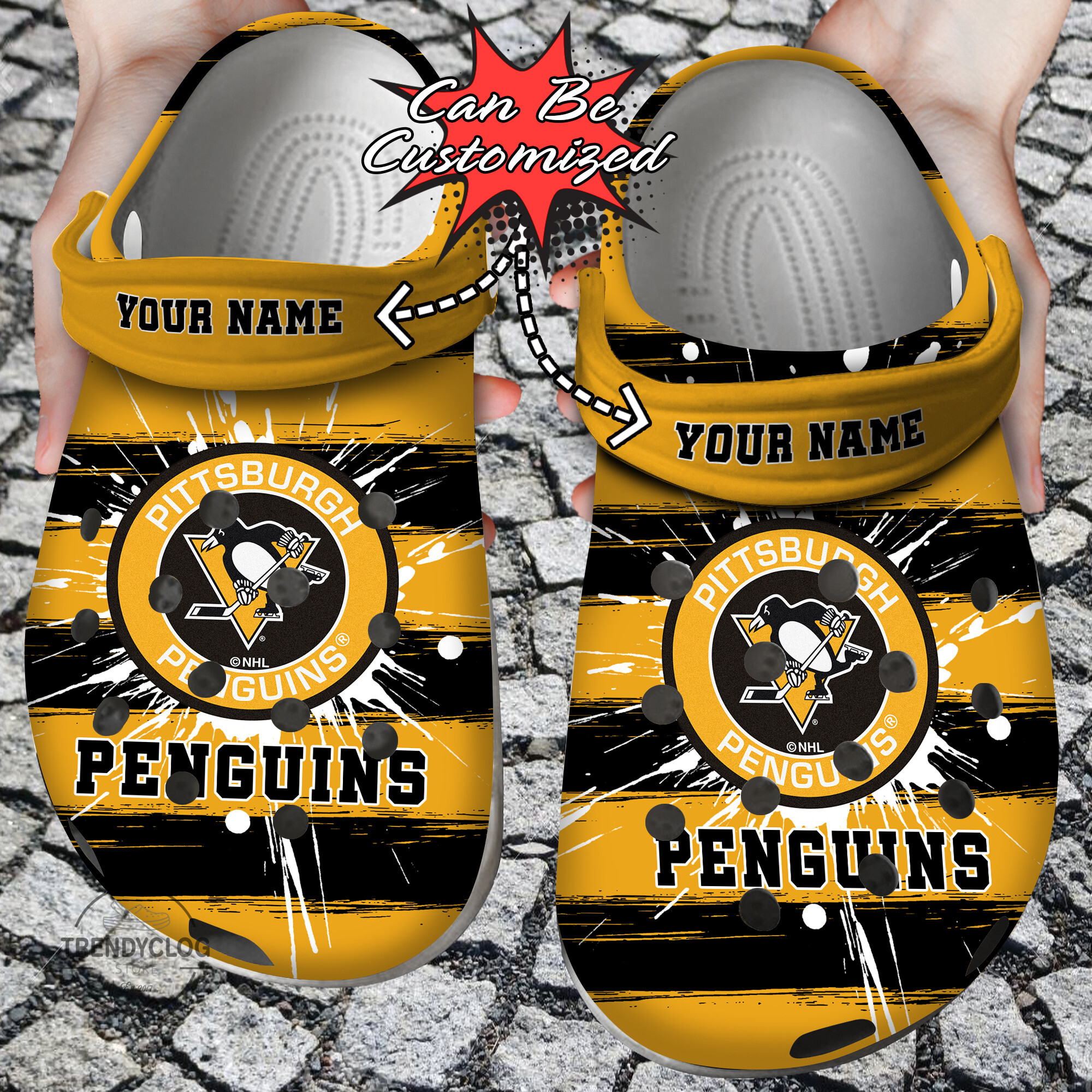 Hockey Crocs – Personalized P.Penguins Spoon Graphics Watercolour Clog Shoes