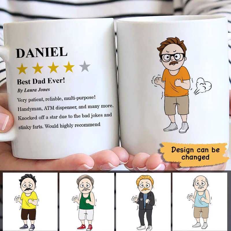 Funny Dad Grandpa Boyfriend 4 Star Review Fart Personalized Mug