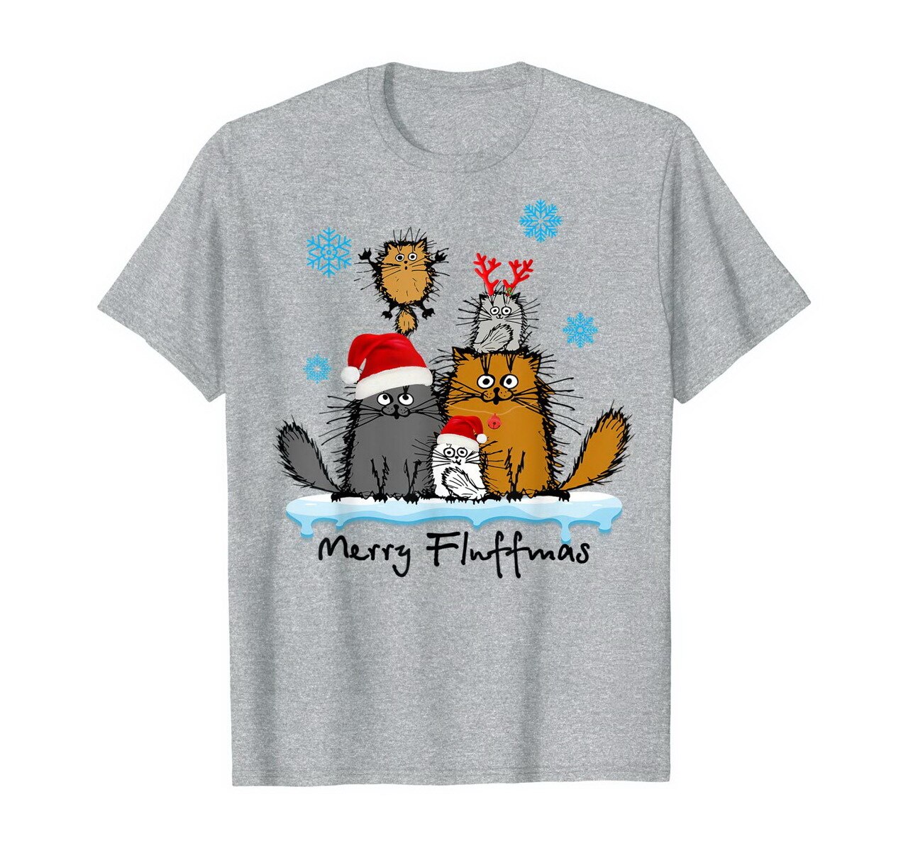 Merry Fluffmas Funny Cat Kitten Fluff Christmas Costume T-Shirt New